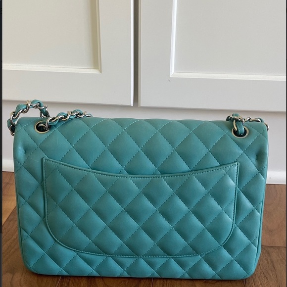 Chanel Jumbo Double Flap Bag Turquoise Blue Lambskin - Picture 9 of 15